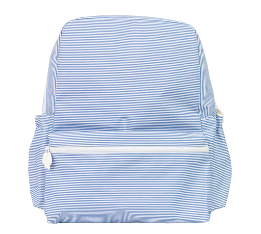 The Backpack in Navy Mini Stripe