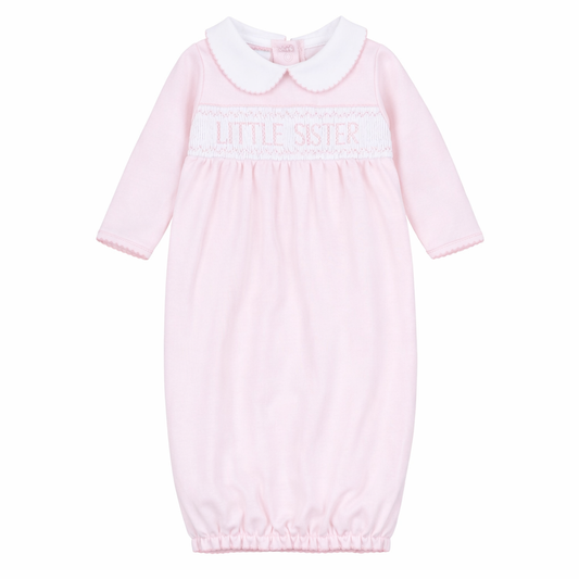 Little Sister Smocked Gathered Gown